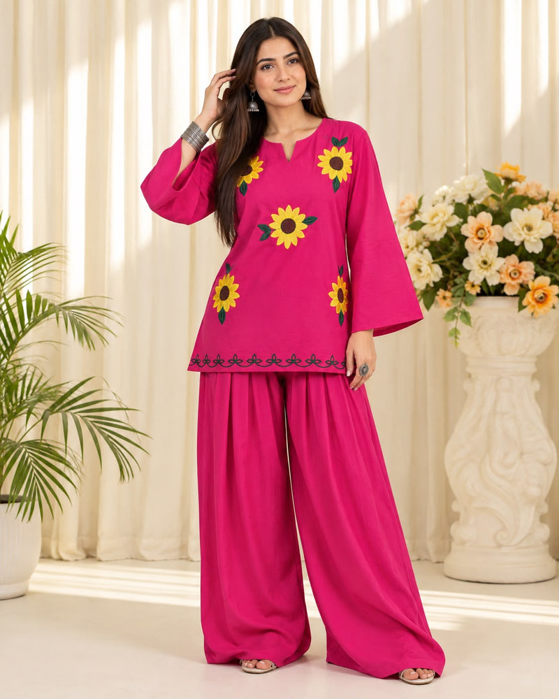 🌻 Sunflower Embroidery Farsi Set 🌻PINK