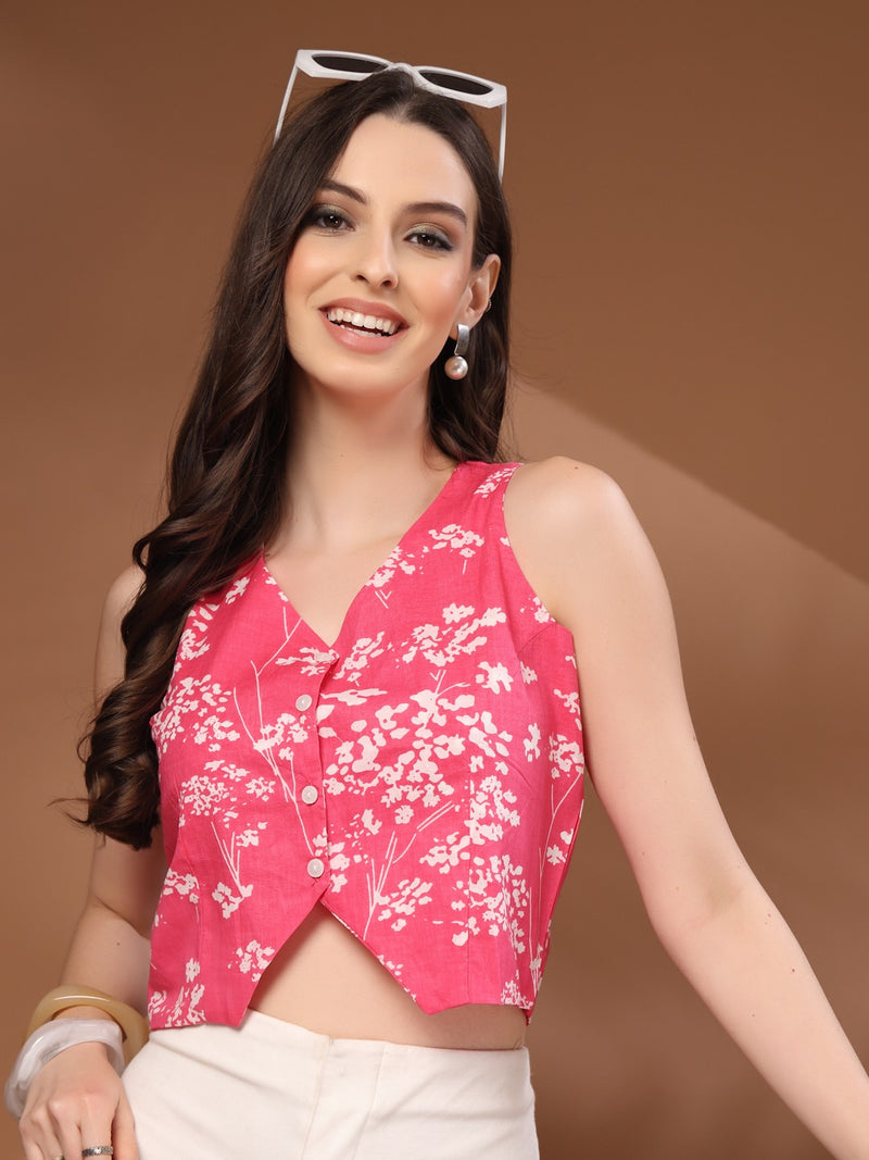 Elegant Floral Printed Peplum Top