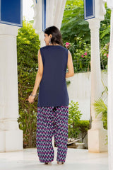 Navy Blue Printed 2-Piece FARSI Set | 26