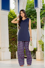 Navy Blue Printed 2-Piece FARSI Set | 26