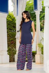 Navy Blue Printed 2-Piece FARSI Set | 26