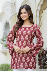 Elegant Floral Cotton Kurti