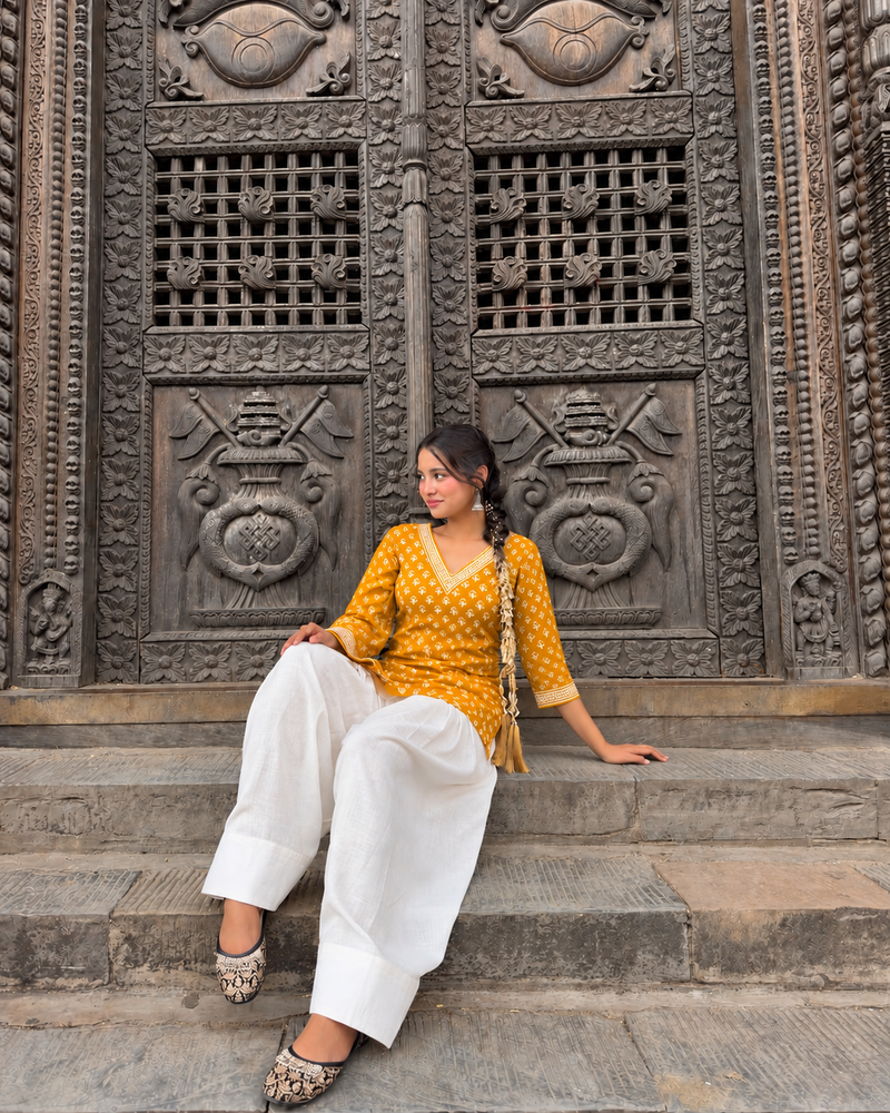 New Cotton Linen Farsi Set – Premium Everyday Collection | Mustard