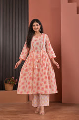 Floral Printed Anarkali Kurta Set with Dupatta