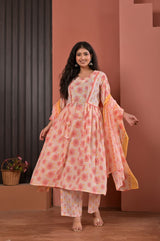 Floral Printed Anarkali Kurta Set with Dupatta