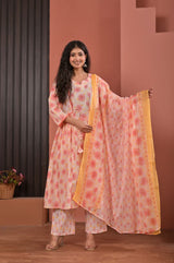 Floral Printed Anarkali Kurta Set with Dupatta