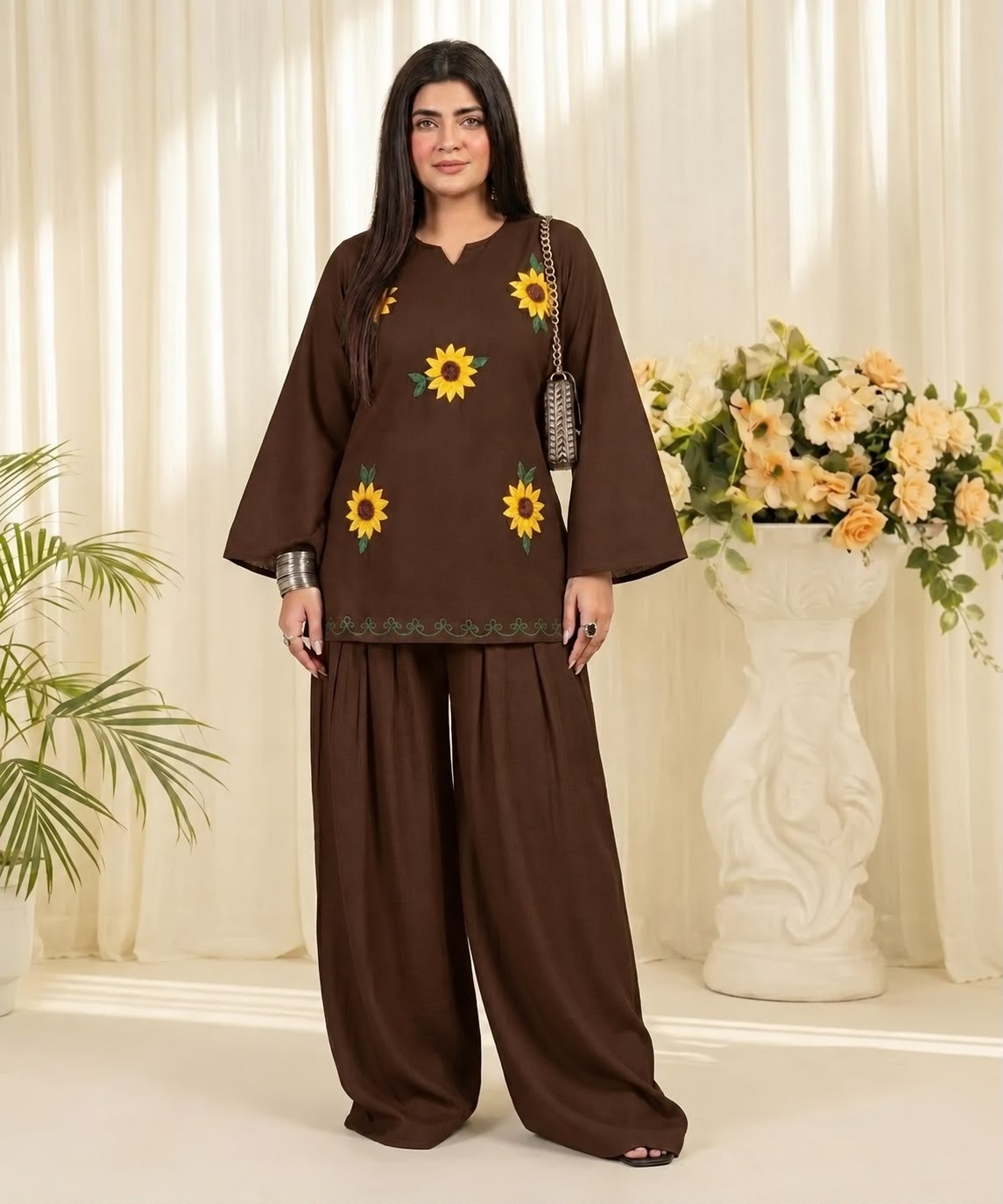 🌻 Sunflower Embroidery Farsi Set 🌻Brown