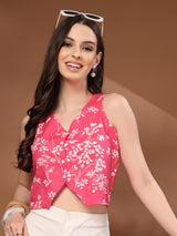 Elegant Floral Printed Peplum Top