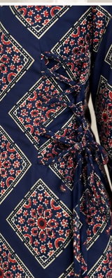 Blue Geometric Ethnic Printed Short Kurti