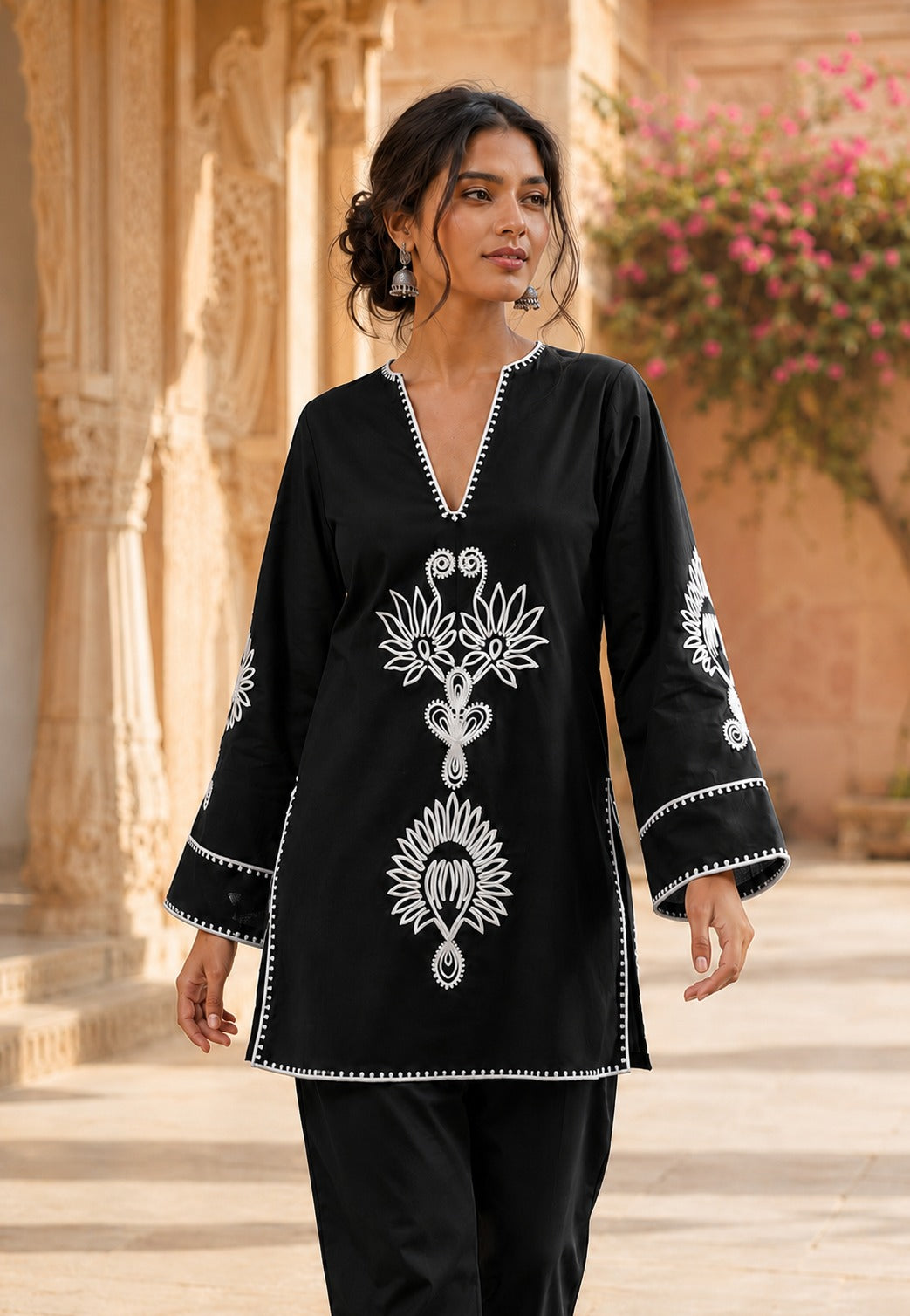 Jet Black Embroidered Farsi Set