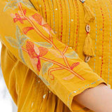 Mustard Yellow Embroidered 3-Piece Suit Set