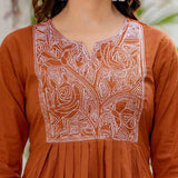 Rust Orange Embroidered 3-Piece Suit Set