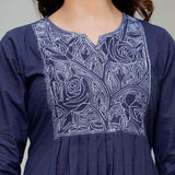 Navy Blue Embroidered 3-Piece Suit Set