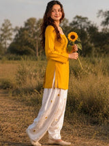 Mustard Printed Farsi Suit