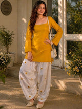 Mustard Printed Farsi Suit
